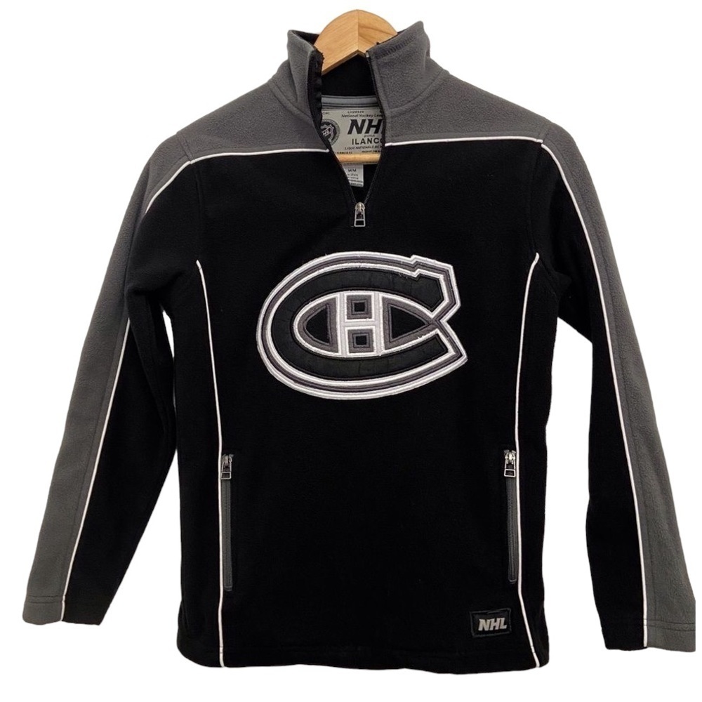 Nhl Les Canadiens CH hockey kids fleece medium Official Hockey league black grey